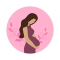 Pregnant woman logo modern flat design illustration.